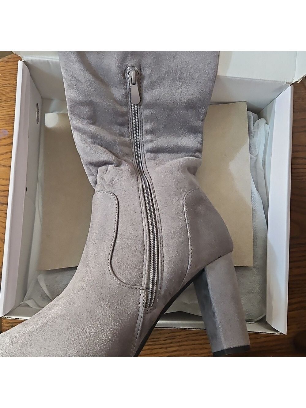 Dream Pairs Women’s Thigh-High Boots Chunky Heel Faux Suede Over Knee 3.5” - Picture 13 of 17